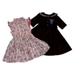 ANNA SUI mini アナスイ ミニ Kate spade ケイトスペード ワンピース2枚セット 黒 ピンク 美少女戦士セーラームーン セーラー袖 花柄 プリーツスカート キッズ 110cm