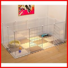 【フォロー割】45×35cm ハリネズミ ハムスター ペットフェンス うさぎ 小動物用柵 サークル 小型犬 猫 犬 ペットベビーサークル 12枚セットドア付き透明パネル 自由 ケージ 組み立てDIY 安定性良い ペットサークル 多用途 簡易フェンス(ホワイト/