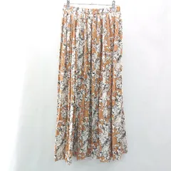 ◇ ◎ Andemiu アンデミュウ 総柄 花柄 キレイめ 膝下 ロング スカート サイズF ブラウン レディース E  【1402280000944】
