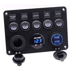 【迅速発送】Willthinleye スイッチパネル シガーライターソケット デュアル USBポット LED電圧計付き ロッカーパネル DC 12V/24V マリン ボート 防水 漁船 キャラバン 自動車等に対応 自動車 オートバイ バス ボートなど用 マリン