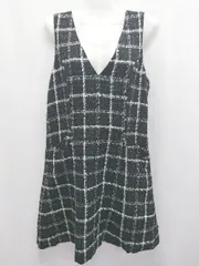 ◇ ⊆ any SiS エニィスィス ツイード ミニ丈 ノースリーブ ワンピース サイズ1 ブラック レディース E  【1503040008511】