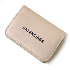 バレンシアガ 三つ折り ミニ財布 BALENCIAGA 593813 ライトベージュ ブランド【中古】