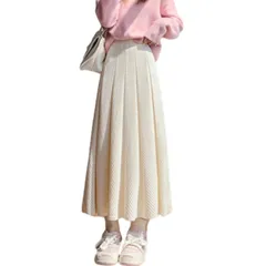 レディース スカート ミモレ丈 ニットスカート ふんわり ロングスカート プリーツスカート Aライン スカート フレアスカート ゴム ハイウエスト 無地 [CCGGOWMM] ゆったり 着痩せ カジュアル ファッション 通勤 可愛いス 春 秋冬