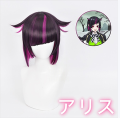 ツイステ リリアヴァンルージュ風 コスプレウィッグ 高温耐熱 かつら 黒紫ミックス