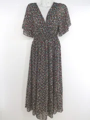 ◇ fifth フィフス 花柄 半袖 ロング ワンピース ブラック レッド マルチ レディース P  【中古】 【1210280032045】