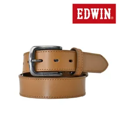 EDWIN レザーベルト 《03ブラウン》新品 未使用 エドゥイン 牛革 床革 ステッチ カジュアル アメカジ メンズ【G1W】ファッション メンズ