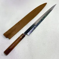 刀匠系　会津鍛冶　重房　蛸引き包丁　本焼き　黒水牛柄　鞘付き 刀匠系会津鍛冶重房蛸引き包丁本焼き黒水牛柄鞘付き