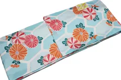 お仕立て上がり袷着物-No.654【M L TL各サイズ・選択肢有/地色：水色/洗える/着物/お買い得品/canoa/香乃逢)