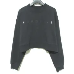 美品 22AW MM6 エムエムシックス メゾンマルジェラ ロゴプリント クロップド スウェット プルオーバー キッズサイズ 14 ブラック レディース 古着 中古 USED