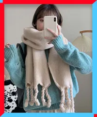 新品 ボリュームマフラー 大判 ツイストフリンジ 防寒 厚手 太タッセル マフラー 膝掛け かわいい 人気 【送料無料】