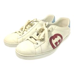 GUCCI グッチ ロゴ レザー スニーカー靴/625783/8 1/2/オフホワイト/スポーツ【♂】【B】【メンズ】★■556905【中古】