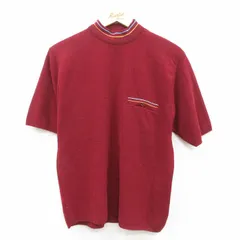 S/古着 タウンクラフト JCペニー 半袖 ビンテージ セーター メンズ 70s 無地 胸ポケット付き モックネック ハイネック 赤 レッド 25sep27 のサムネイル