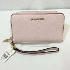 未使用☆MICHAEL KORS マイケルコース レザー ラウンド式長財布 パウダーブラッシュ ジェット セットトラベル 35S9GTVE7L ピンク系