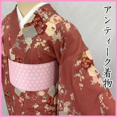 410aa5◇Kimono アンティーク着物 可憐 梅 菊 薔薇 橘 楓 大正ロマン 昭和レトロ 和洋MIXコーデ ジュニアにも◇状態良好