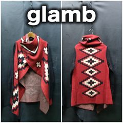 glamb 16AW サリバンミストカーディガン サイズ2 赤 ネイティブ柄 ドレープ ニット コート ボヘミアン ノマド コーディガン ガウン