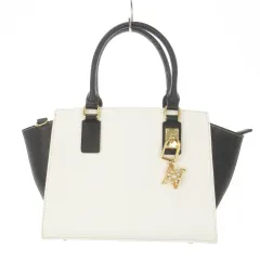 サマンサタバサ Samantha Thavasa ハンドバッグ 2way ショルダーバッグ PVC ロゴ チャーム付き 白 ホワイト 黒 ブラック /MN12 ■GY18