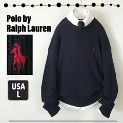 ラルフローレン/Polo by Ralph Lauren★ローゲージコットンセーター★100%綿★オーバーサイズニット★ワンポイントロゴ刺繍★USAメンズL 2403M082