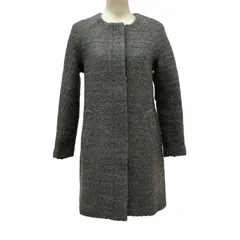 Z1557 グリーンレーベルリラクシング ノーカラーコート グレー ミドル丈 サイズ36 ユナイテッドアローズ