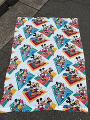 ✨美品【ディズニー/アンティークシーツ】 Disney 小物　雑貨　年代物　レア　オールド　ビンテージ　ヴィンテージ　当時物　布　コットン　ミッキー　ミニー　ディズニーランド