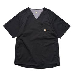 【M】美品 Carhartt カーハート スクラブシャツ メディカルシャツ 半袖 プルオーバー リップストップ ブラック