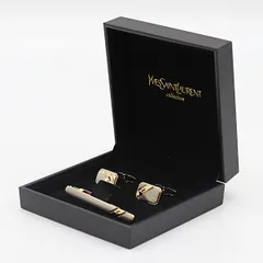 箱付 良品 イブサンローラン ネクタイピン カフスセット ゴールド/シルバーカラー ファッション ブランド小物 2000000 NSK KTS