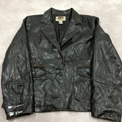 76RQT アウター ジャケット 古着 USED ヴィンテージ VINTAGE フェイクレザー テイラード カジュアル 上品 2ボタン