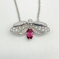 ●TIFFANY&Co. ティファニー ペーパーフラワー ファイヤーフライ ミニ ピンクトルマリン ダイヤ ネックレス プラチナ Pt950【中古】Aランク　5_307