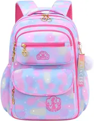 Elixio エリクシオ かわいい リュック リュックサック キッズ 子ども 女の子 保育園 遠足 4歳 5歳 6歳 1年生 小学生 軽い 丈夫 プリンセス 誕生日 プレゼント かばん(ピンクブルー,  L)のサムネイル