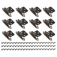 uxcell キャビネットキッチンインセットヒンジ 12個1/2インチオーバーレイセミコンシールドヒンジフェイスマウントキャビネットハードウェアセルフクロージングキャビネットヒンジ（ネジ付き） 銅赤