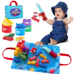 新品 モンテッソーリ 型はめ 形合わせ 釣りおもちゃ 22 in 1 布製釣りゲームセット 1 2 3 4 歳 早期開発 指先訓練 知育玩具 数を数える、色を分類する、形を学ぶ 親子で遊べる安全設計 女の子 男の子 子供の日 誕生日プレゼントギフト