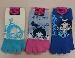 Akubigirl アクビ あくびちゃん 5本指ソックス3足組　23～25cm　送料込みのサムネイル