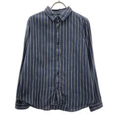 定価¥15400 ichi ストライプ ロングシャツ ブルー×ホワイト 新品 