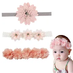 【特価商品】お祝い レースバンド ヘッドバンド 記念日 ベビーヘアバンド おしゃれ 誕生日 かわいい ヘアアクセサリー 撮影 髪飾りお花 子供 出産祝い 赤ちゃん 女の子 3点セット ヘアバンド ベビー (スタイルA) DFsucces