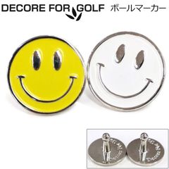 DECORE FOR GOLF デコレフォーゴルフ ゴルフマーカー兼グリップエンド ピン ホワイト＆イエロー 2個セット end-pin ニコちゃん にこちゃん 新品【DECORE FOR GOLF正規販売店】