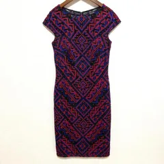 #snc タダシショージ TADASHI SHOJI ワンピース 4 黒 赤 青 メッシュ バックジップ フレンチスリーブ レディース [664049]のサムネイル