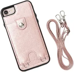 MocliL iPhone SE3 2022 第３世代 / SE2 2020 第２世代 8 7 スマホショルダー ストラップ ケース 斜めがけ 首掛け 肩掛け カード収納 メンズ( ピンク,  iPhone SE3 / SE2 / 8 / 7)のサムネイル