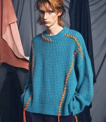 MAISON SPECIAl 鬼ワッフル ニット UNISEX》Oni-Waffle Embroidery Prime-Over V-Neck Knit