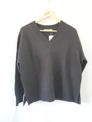 ◇ ⊇ 未使用 アメリカンホリック タグ付き コットン 長袖 Vネック ニット セーター サイズM ブラック レディース E  【1507230007315】