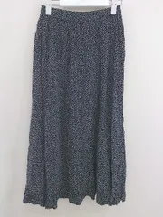 ◇ LOWRYS FARM ローリーズファーム 花柄 ウエストゴム ロング フレア スカート サイズF ブラック ホワイト レディース  【中古】 【1206230006624】