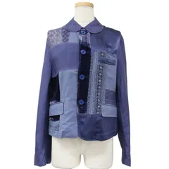 tricot COMME des GARCONS トリコ コム デ ギャルソン ジャケット ネイビー ブルー サイズ:S 異素材 切替 サテンジャケット 長袖 レース ベロア シャンブレーデニム AD2007 日本製 アウター ブルゾン コート【レディース】のサムネイル