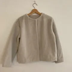 M0119 【送料無料】　UNIQLO ユニクロ　スムースヤーンフリースノーカラージャケット（長袖）　レディース　ホワイト　Mサイズ　秋冬