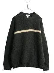 【お得なクーポン配布中!】 00s J CREW ボーダー シェットランド ウール ニット セーター メンズ M / 00年代 オールド ジェイクルー クルーネック ミドルゲージ カーキ