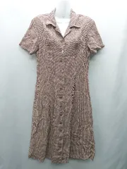 ◇ ⊂ Mademoiselle NON NON　マドモアゼルノンノン 総柄 半袖 膝下丈 ワンピース サイズ2 ブラウン系 レディース E  【1411280016787】