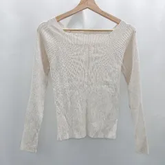 ◇ ⊇◎●未使用● BE RADIANCE リブニット スクエアネック 長袖 カットソー サイズF アイボリー レディース E  【1506130013334】