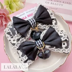 Black♡ サテン　レース　リボン　ヘアクリップ　ガーリー　ハンドメイド　ヘアピン