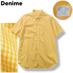 【希少】 ドゥニーム Denime ギンガムチェック 半袖 BDシャツ ブルックスブラザーズ 復刻モデル ボタンダウン M オレンジ メンズ