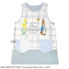 【2025春夏新作】【保育士さん】【母の日】ピーターラビットエプロン SimpleFlower　ブルーグレー　 フリー：M~L バスト：79～94cm 総丈：約84cm　ST-IP0007【ST】