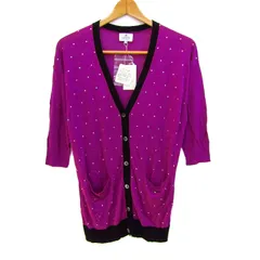 ランバンオンブルー カーディガン トップス 五分袖 ドット柄 未使用品 レディース 38サイズ パープル LANVIN en Bleu