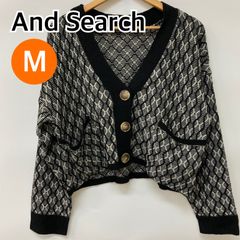【新品】And Search アンドサーチ トップス 長袖 カーディガン ニット ブラック レディース Mサイズ【CT1174】
