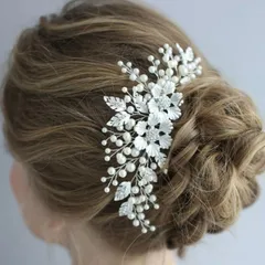髪飾り　ヘアアクセサリー　ヘッドドレス　結婚式　ウェディング　ブライダル　成人式　浴衣　卒業式　コーム　かんざし　シルバー　前撮り　フォトウェディング